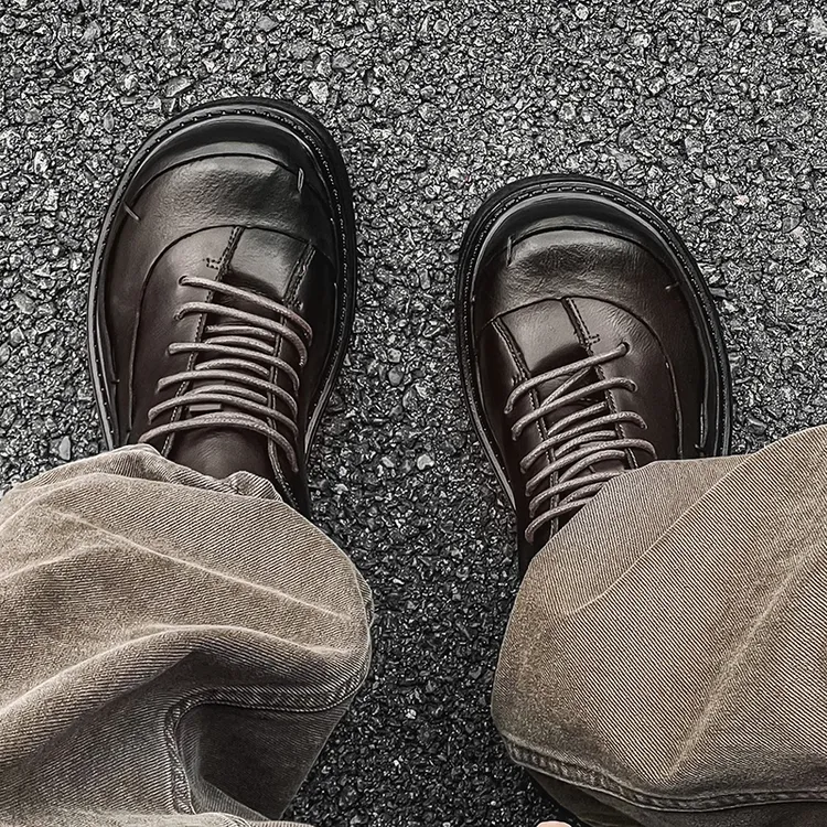 德比鞋男款英伦老钱风棕色大头皮鞋厚底增高百搭通勤商务休闲皮鞋