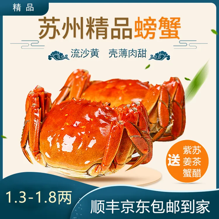 【活蟹】苏州精品大螃蟹河蟹礼盒1.5两8只公只只有黄去绳足重
