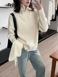 【AK阿凯】9100  韩系半高领拉链针织上衣（衣长60）