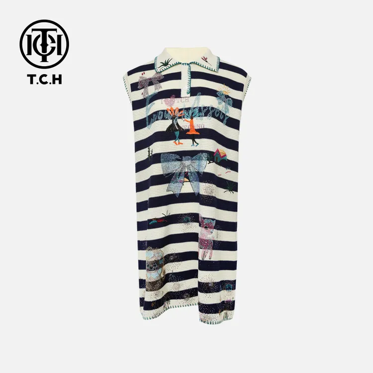 TCH私服烫钻工艺新时尚淑女百搭新潮流连衣裙T75B30E5170轻奢tch