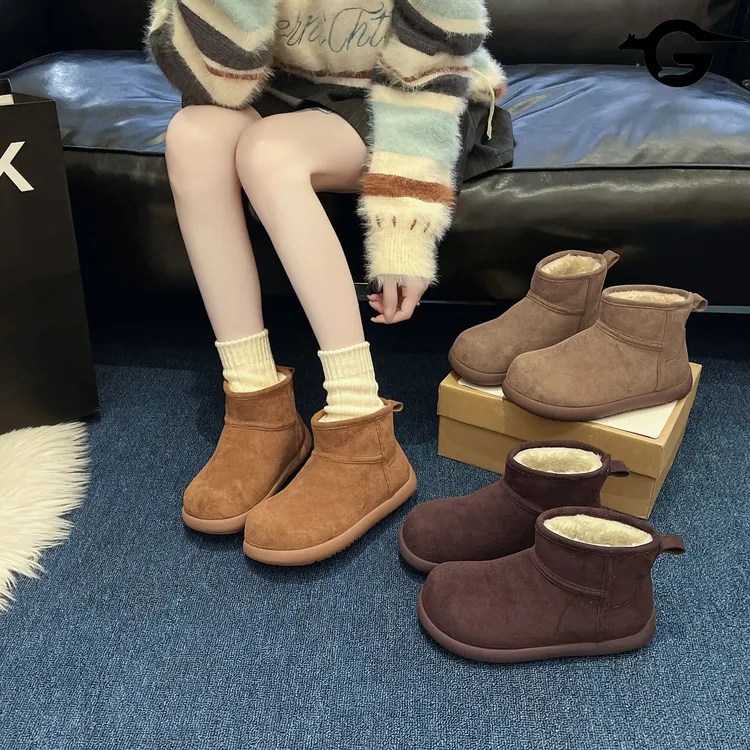 内增高袋鼠防滑雪地靴2025新款冬季保暖爆款棉鞋防水面包雪地棉