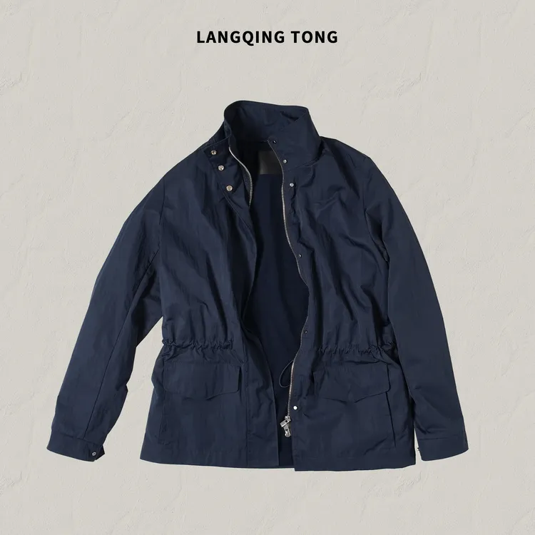 LANGQING 立领收腰长袖拉链休闲通勤夹克外套46575#