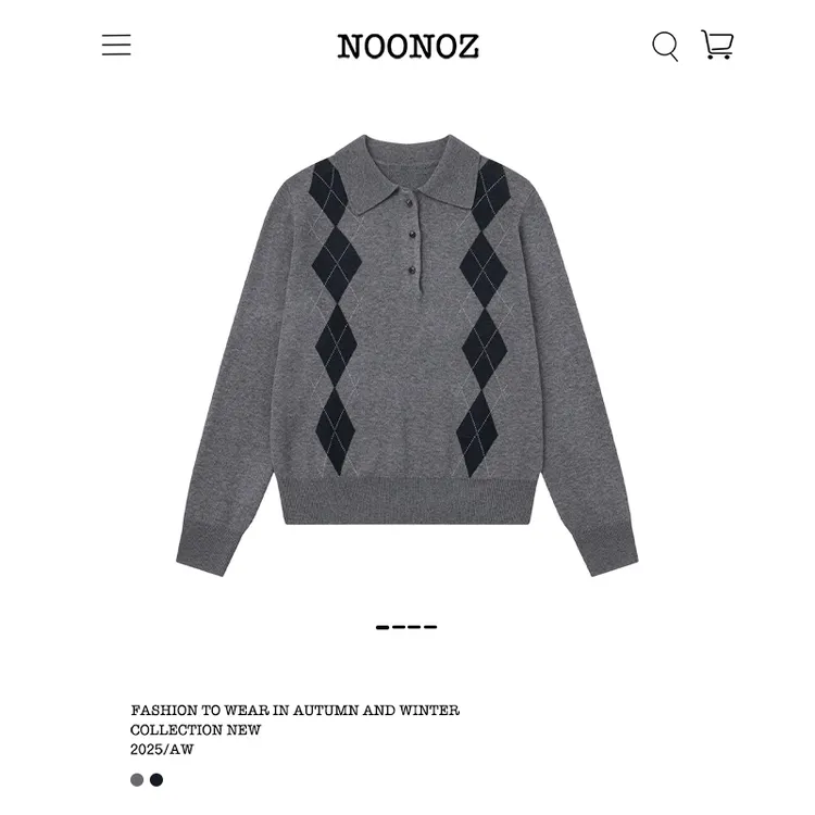 NOONOZ菱格提花POLO领毛衣男秋冬中性风美式复古潮牌通勤针织上衣