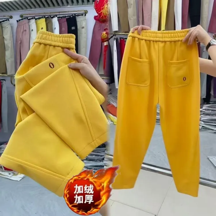 小个子2025秋冬加绒加厚卫裤女高腰宽松显瘦休闲裤九分百搭哈伦裤