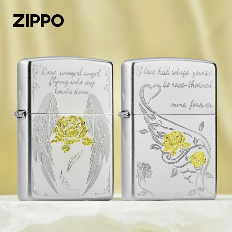 ZIPPO/之宝打火机正版玫瑰之翼天使翅膀定制送男朋友生日礼物DYJ1