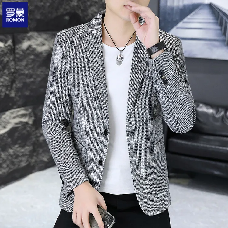 罗蒙小西装男士外套韩版修身上衣薄款春秋季青年潮流商务休闲西服