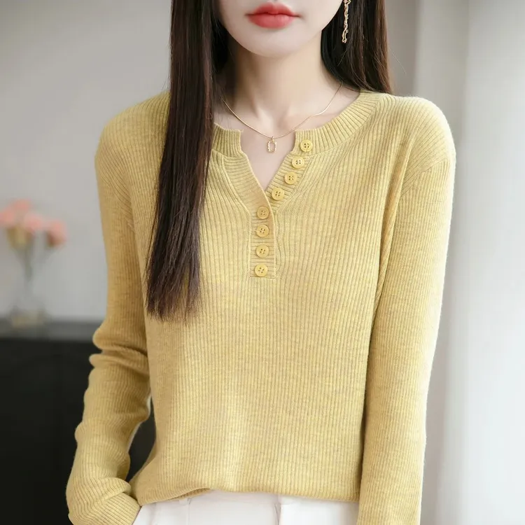 法式轻奢半开领针织衫女新款秋冬高级感内搭打底衫长袖上衣潮