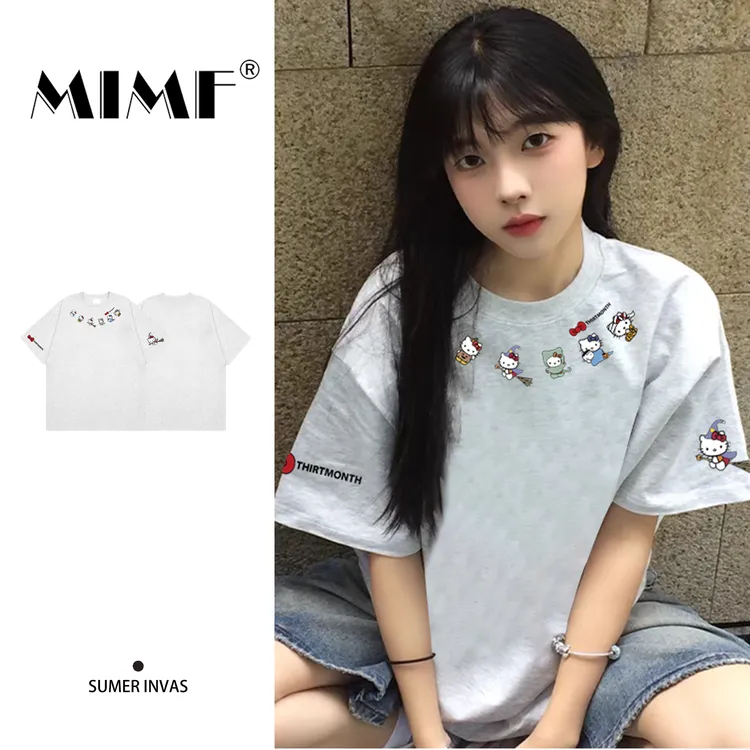 mnmf宽松显瘦印花甜美可爱休闲装潮牌夏季半袖百搭纯棉短袖T恤