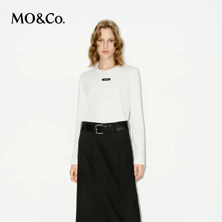 MOCO长袖T恤冬季棉质基础打底合身圆领百搭上衣MBD4TEEK01