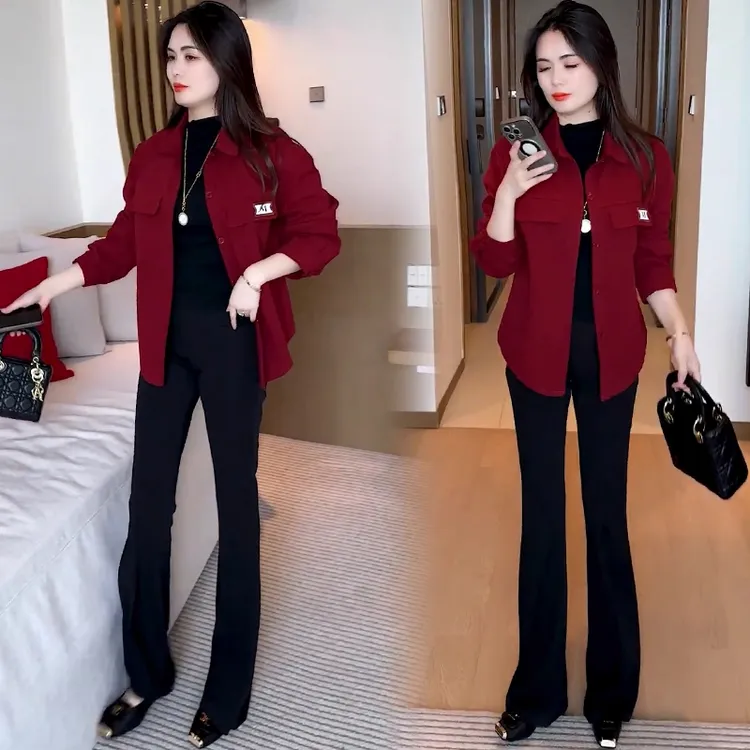 时尚长袖牛仔外套女2025秋季新款洋气显瘦小个子翻领衬衫气质上衣