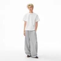 BIPOLAR分割拼接螺纹百搭休闲情侣宽松卫裤 26U010