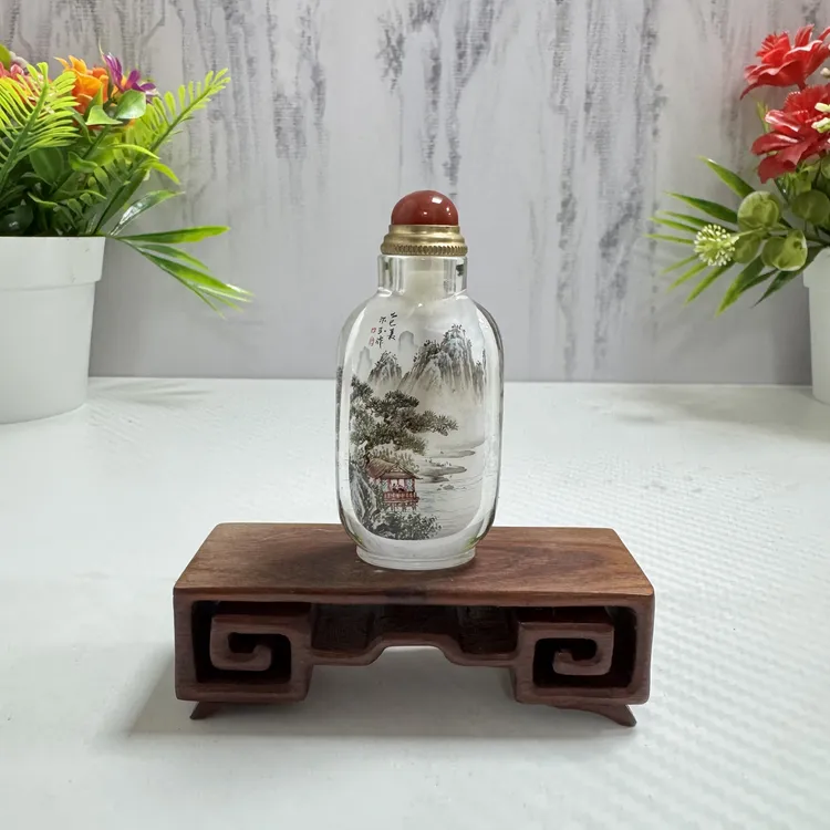 宫廷匠人内画鼻烟壶工艺品摆件民间手工绘制民族风特色礼品山水画
