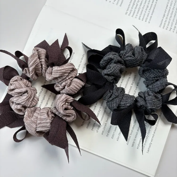 东大门小众编织蝴蝶结大肠发圈显发量丸子头发绳高级感马尾头绳