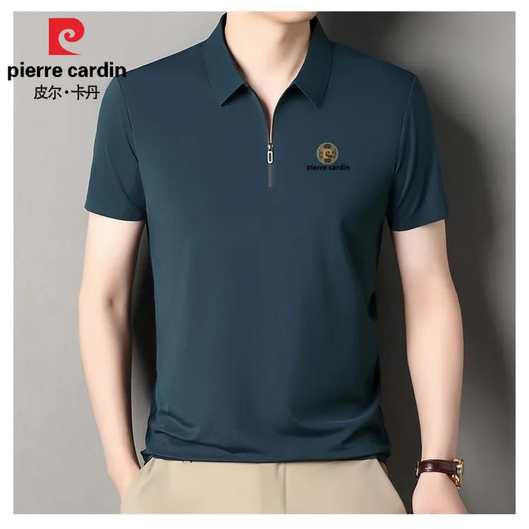 皮尔卡丹男士短袖t恤夏季新款时尚休闲免烫半袖薄款纯色polo衫潮.
