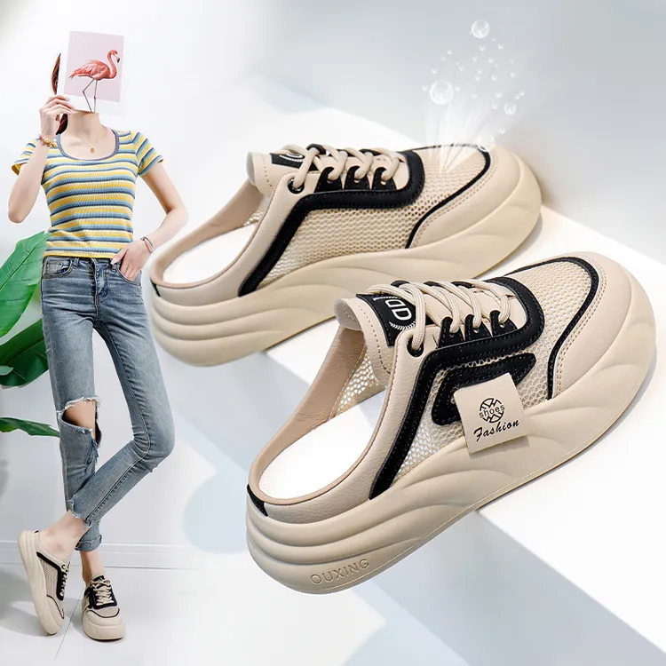 2025夏季新款一脚蹬凉鞋女外穿ins潮厚底凉拖复古休闲沙滩KT2633