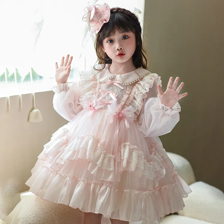女童秋款新品法式纯色原创设计蓬蓬纱生日礼服连衣裙千金风公主裙