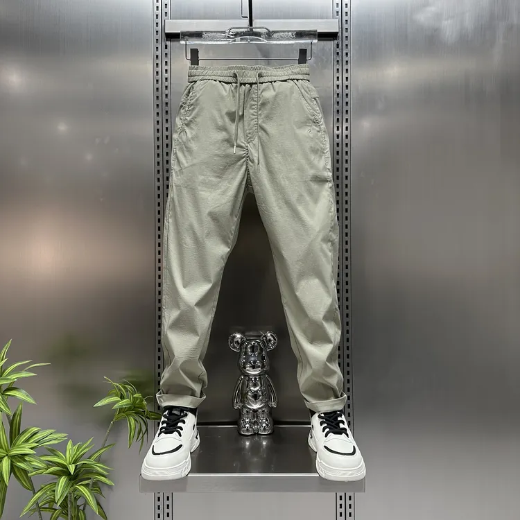 免烫长裤微弹力纯色潮春秋宽松裤常规春秋裤子弹力冰丝凉感百搭裤