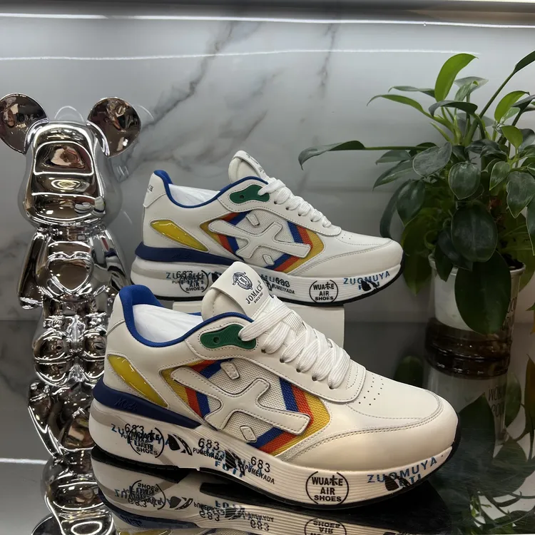 欧洲站2025年新款牛皮网布拼色高端时尚轻奢百搭透气休闲运动潮鞋