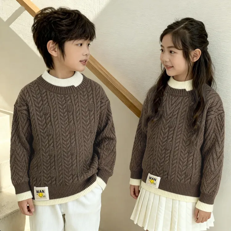 秋冬2025儿童加厚毛衣洋气男女童针织衫秋冬中大童韩版