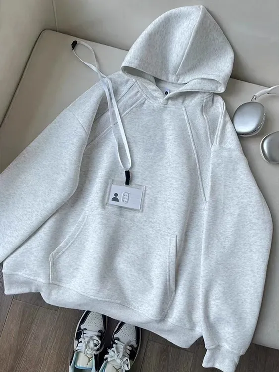 大码300斤美式廓形解构加绒连帽卫衣男女秋冬新款痞帅高级感外套