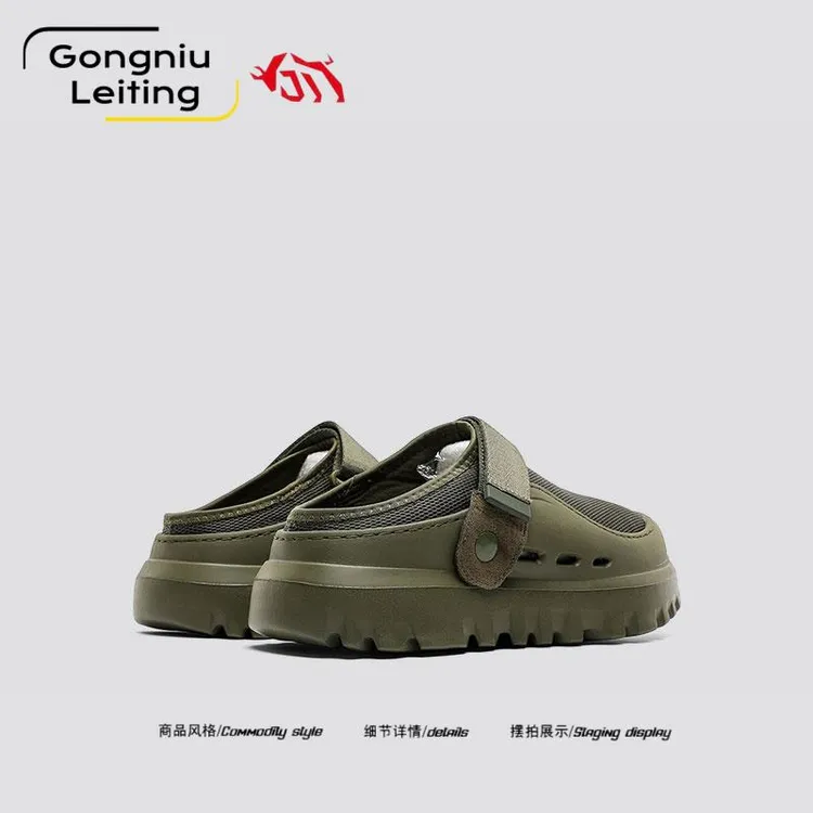 德国公牛雷霆厚底休闲凉鞋男款夏季小众潮牌懒人一脚蹬运动拖鞋