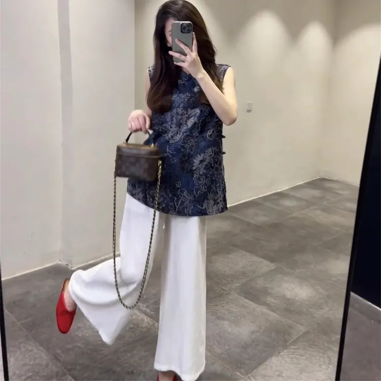 小众温婉大方财阀千金2025夏季新款国风立领斜襟复洋气甜美可爱风