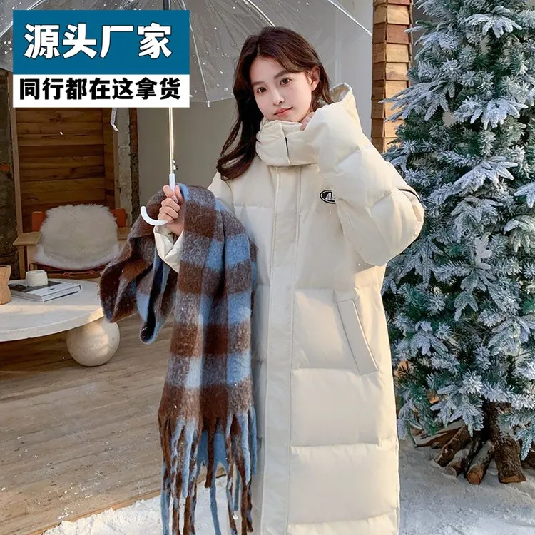 梵乐芬诺贝妮娜长款羽绒服女冬季新款韩版宽松连帽保暖白鸭绒工装