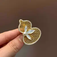 合金胸针 【小魏总珠宝】镂空葫芦胸针-4cm