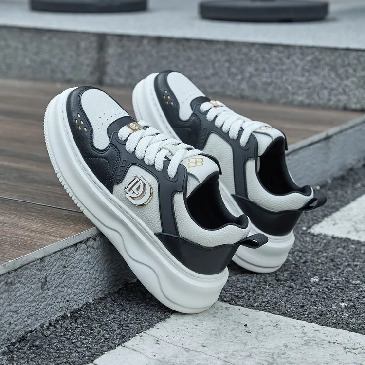 男鞋欧洲站真皮时尚百搭潮流低帮透气厚底男女情侣休闲运动鞋