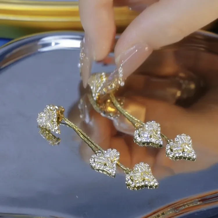 铜合金耳饰 爱心两戴耳环小众设计高级感轻奢耳环