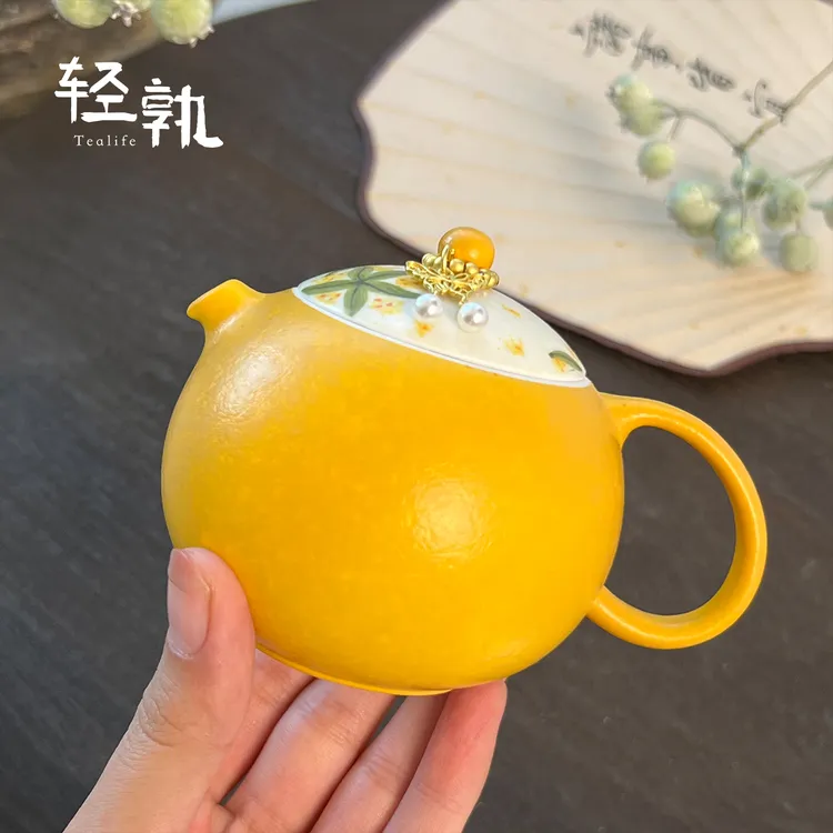 轻孰·手绘桂花西施壶套组系列中式家用陶瓷一人饮喝茶套装