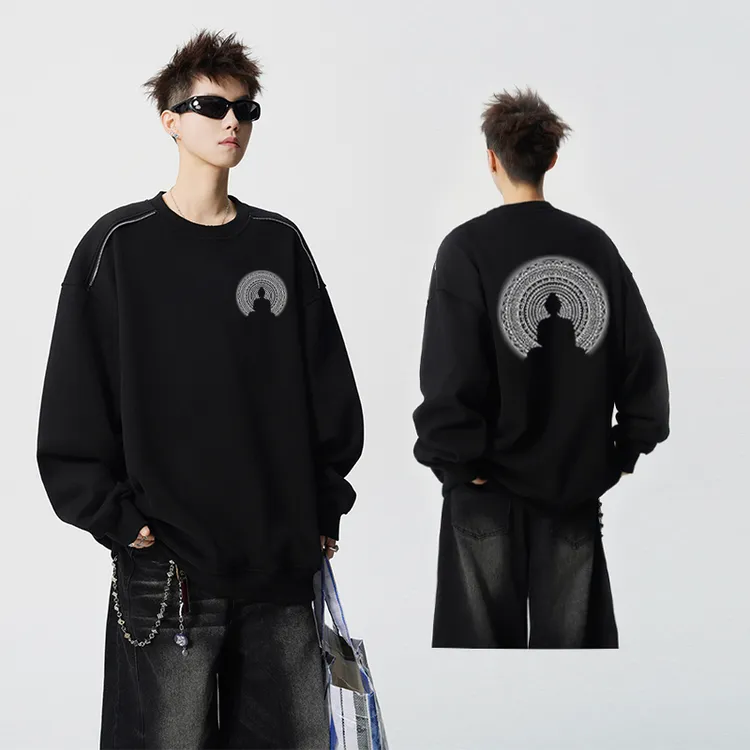 重磅美式设计感圆领卫衣男女款秋季新款日系T恤嘻哈休闲百搭长袖