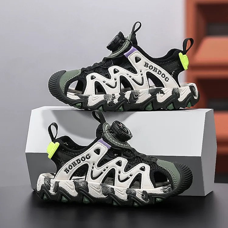 巴布豆2025夏季新款童鞋男童包头凉鞋防滑耐磨沙滩鞋男孩休闲