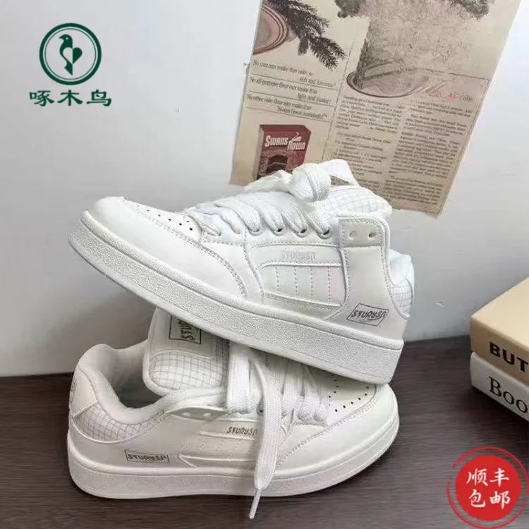 啄木鸟港风小众百搭面包鞋女潮流春季新款板鞋运动休闲小白鞋