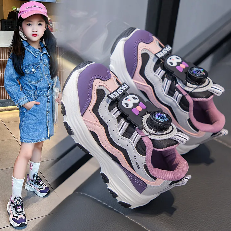 童鞋女童2025春秋新款儿童运动鞋旋转扣老爹鞋软底中大童女孩鞋子