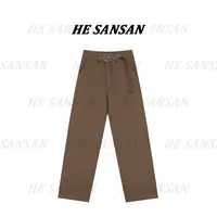 【SANSAN】高腰显瘦百搭抽绳直筒轻奢休闲水洗牛仔裤DY-3605