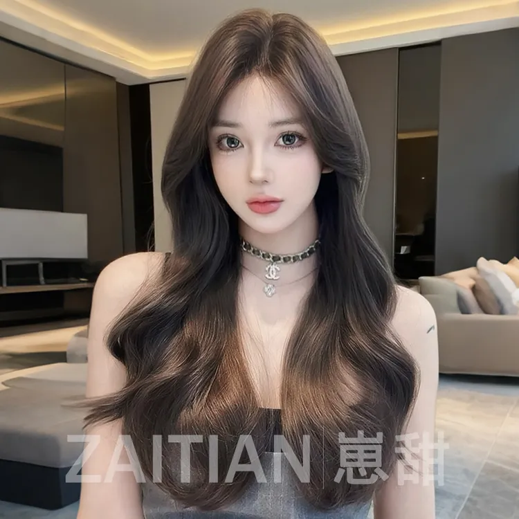 崽甜【女神降临】假发女长发八字刘海全头套蕾丝大波浪卷发假发套