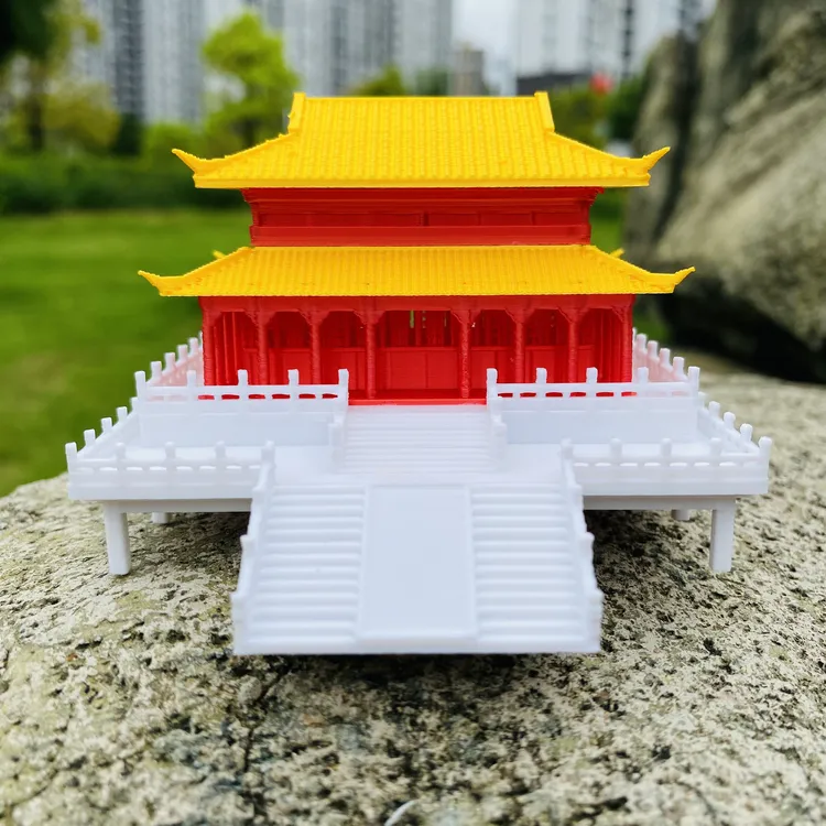 3D打印古建筑模型假山造景摆件大雄宝殿摆件微景观中式风宫殿