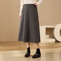 【呢子八片裙】纤莉秀W大码女装流光风松紧腰轻通勤半身裙QK4174