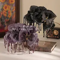 年轮鲨鱼夹AB面蝴蝶花朵晶晶流苏发夹配饰优雅日常高级感头饰发饰