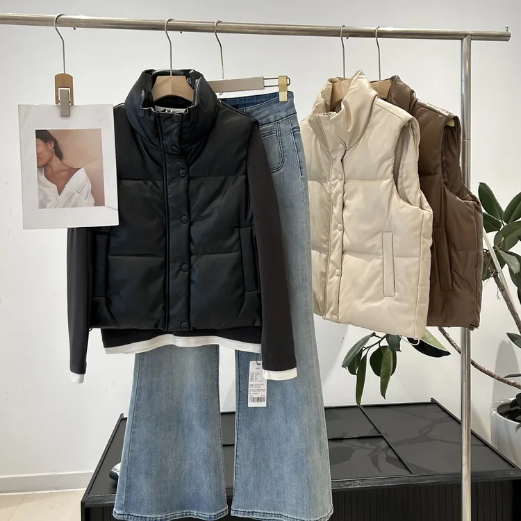 余单！加厚 保暖百搭 纯色立领下摆抽绳棉马甲