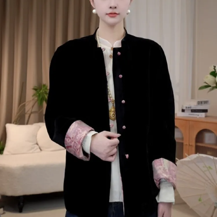 【思愿】新中式早秋丝绒双面穿外套女2025C6519-倩倩杭锦仓