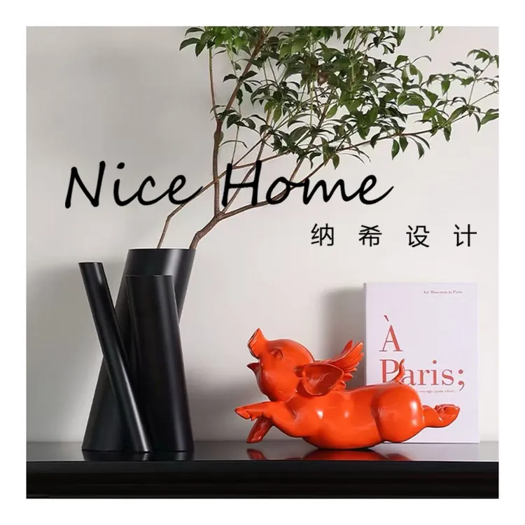 天使小飞猪摆件客厅入户玄关电视柜艺术轻奢软装高级感小众装饰品