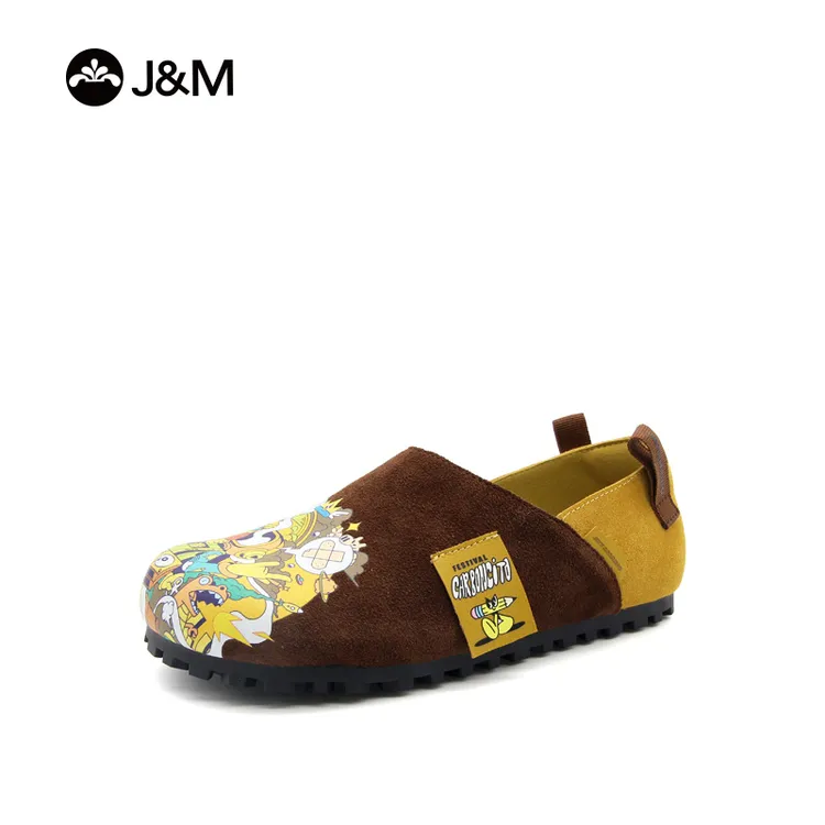 J&M/快乐玛丽女鞋小众百搭软底一脚蹬涂鸦休闲勃肯鞋休闲鞋77387W