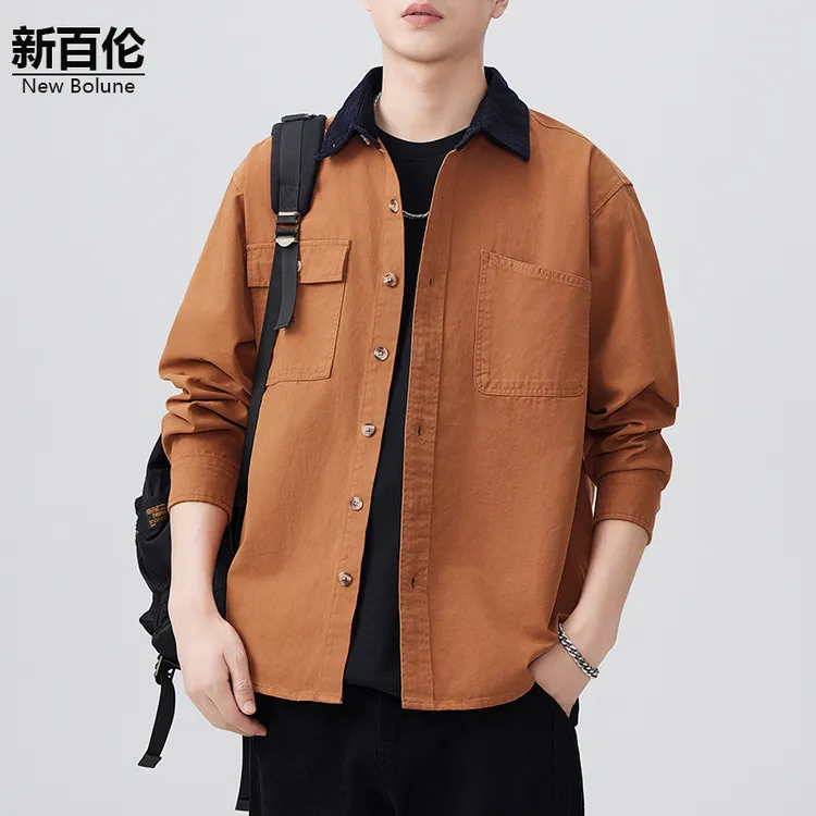 新百伦/NEW BOLUNE美式轻奢衬衫男2025秋季新款高级感休闲衬衣