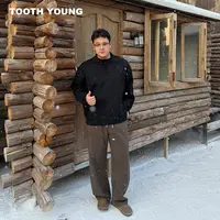 TOOTH YOUNG【十月的毛衣】秋冬加厚纯色男翻领休闲毛针织衫