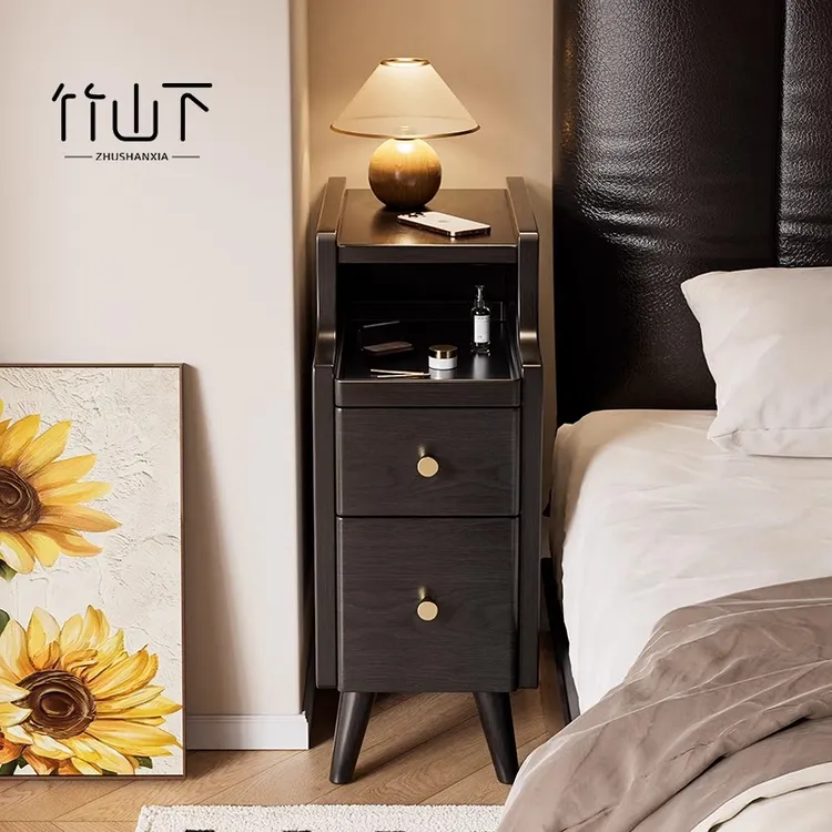 床头柜卧室家用轻奢简约抽屉式超窄床边柜北欧落地实木小型边角柜