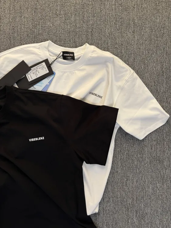 VIBEBLENZ 美式圆领宽版型短袖T恤男女同款纯色重磅正肩半袖上衣