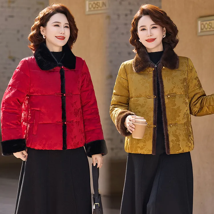 棉袄中年妈妈装女款2025新款中国风保暖洋气复古盘扣棉服遮肉显瘦