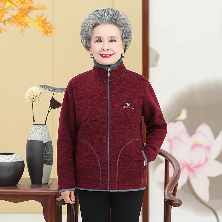 中老年人冬装外套女奶奶皮毛一体棉衣加绒加厚棉袄妈妈冬装大衣